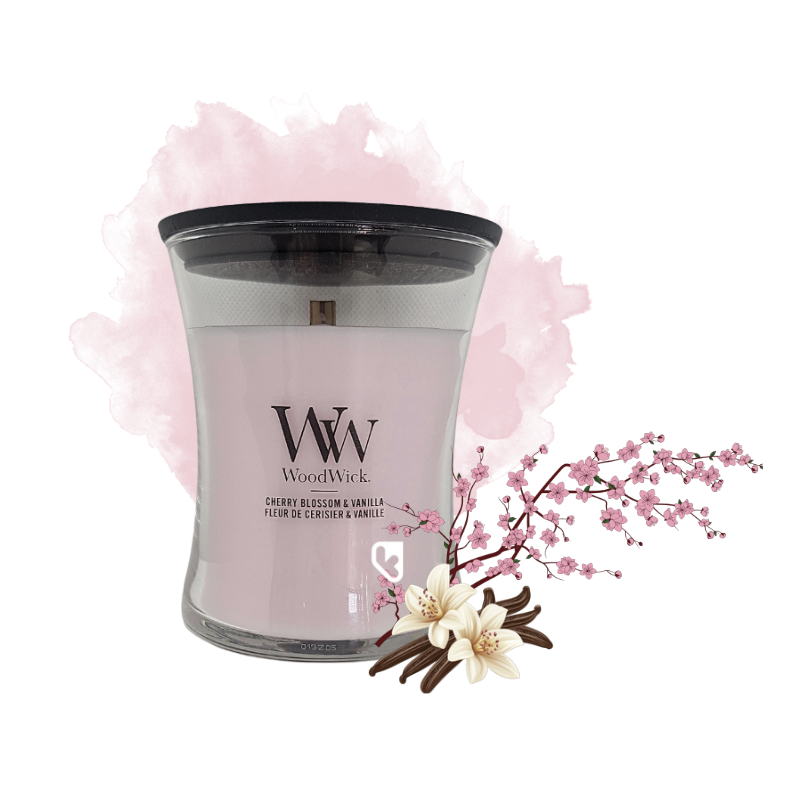 Fleur de Cerisier & Vanille - Bougie Moyenne Jarre - WOODWICK