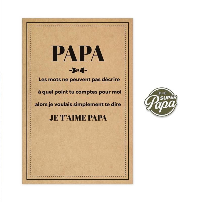 Carte avec Pin's - Super Papa