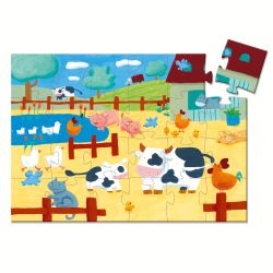 PUZZLE SILHOUETTE - LA VACHE À LA FERME - 24 PIÈCES - DJECO