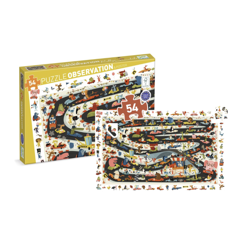 Rallye Automobile - Puzzle d'Observation - 54 Pièces - DJECO