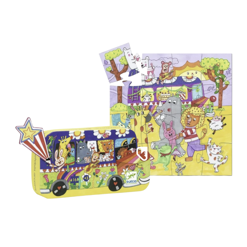 Le Bus Arc-en-ciel - Puzzle Silhouette - 16 Pièces - DJECO