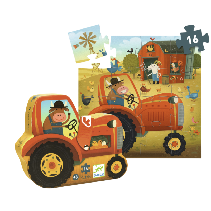 Le Tracteur - Puzzle Silhouette - 16 Pièces - DJECO