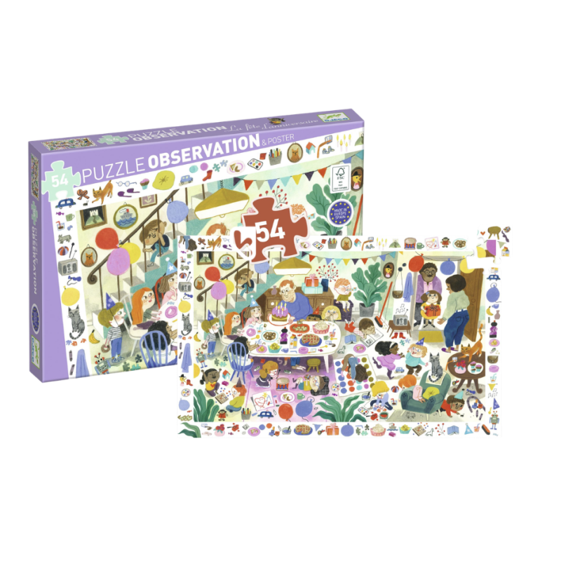 La Fête d'Anniversaire - Puzzle d'Observation - 54 Pièces - DJECO
