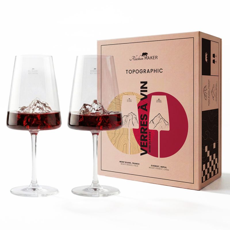 COFFRET DE 2 VERRES À VIN - MONTS BLANC et EVEREST - ALASKAN MAKER