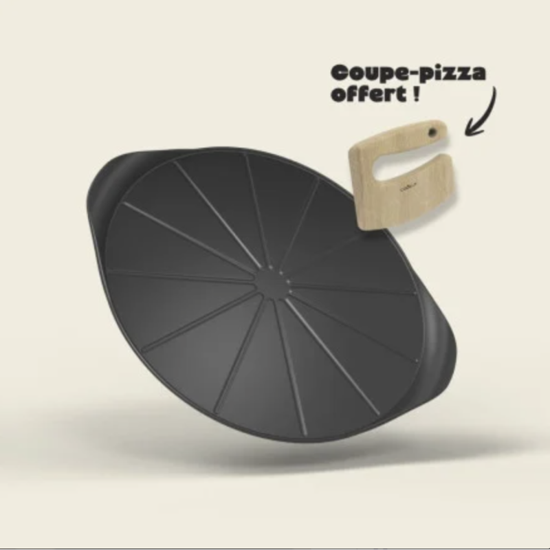 LE FORMIDABLE PLAT À PIZZA AVEC COUTEAU - GRAPHITE - COOKUT