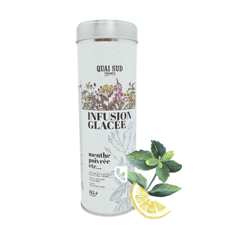 INFUSION GLACÉE MENTHE POIVRÉE - BOÎTE RONDE 65G - QUAI SUD