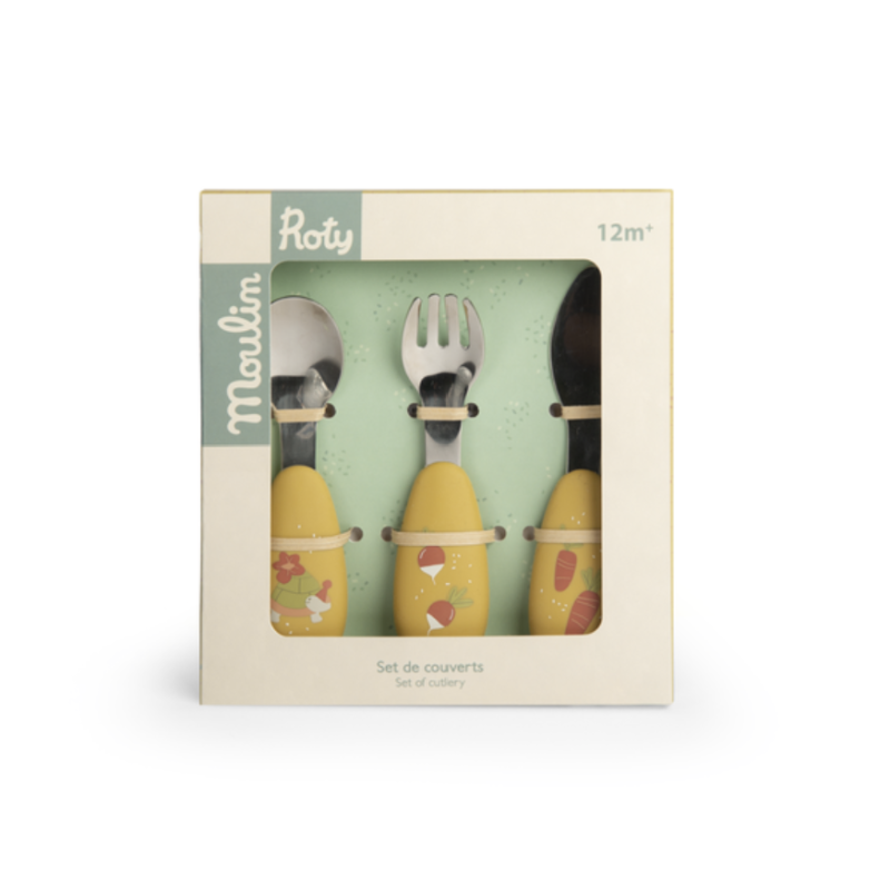 SET COUVERTS SILICONE TROIS PETITS LAPINS - MOULIN ROTY