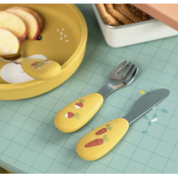 SET COUVERTS SILICONE TROIS PETITS LAPINS - MOULIN ROTY