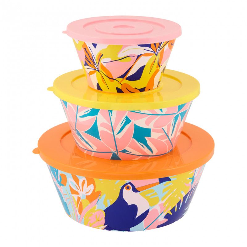 SALADIER TAITIC (SET DE 3 + COUVERCLES) - TOUCAN - DERRIERE LA PORTE