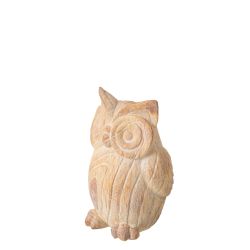 HIBOU IMITATION BOIS POLYRÉSINE BEIGE S - J-LINE