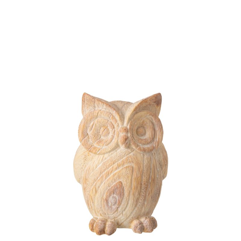 HIBOU IMITATION BOIS POLYRÉSINE BEIGE S - J-LINE