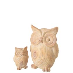 HIBOU IMITATION BOIS POLYRÉSINE BEIGE L - J-LINE