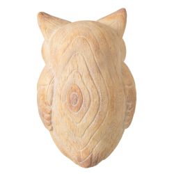 HIBOU IMITATION BOIS POLYRÉSINE BEIGE L - J-LINE