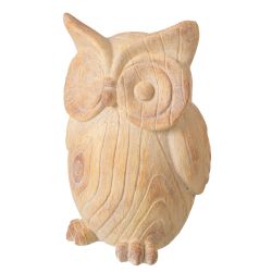 HIBOU IMITATION BOIS POLYRÉSINE BEIGE L - J-LINE