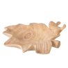PLAT DÉCO FEUILLE + OISEAU BEIGE L - J-LINE