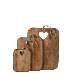 PLANCHE À DÉCOUPER COEUR + ÉCORCE NATURELLE L - J-LINE