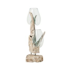 DOUBLE VASE SUR BASE RACINE...