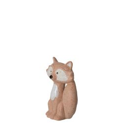 RENARD GRÈS ABRICOT /BLANC 15.5X12.5X23CM - J-LINE
