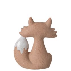RENARD GRÈS ABRICOT /BLANC 29X12.5X34.5CM - J-LINE