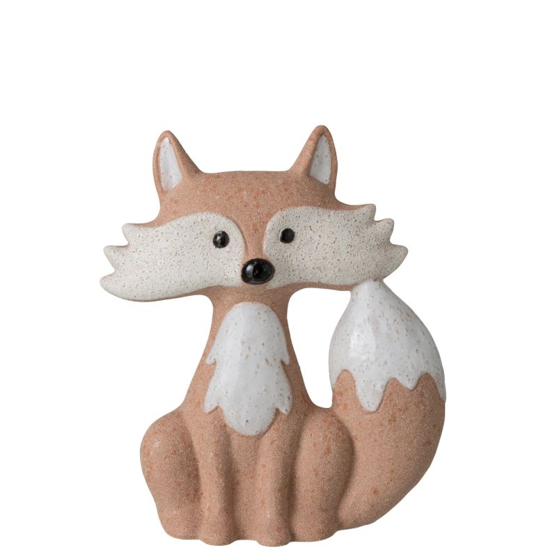 RENARD GRÈS ABRICOT /BLANC 29X12.5X34.5CM - J-LINE