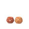Photophore rond en argile et en verre - Rouge ou Marron - J-LINE