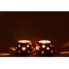 Photophore rond en argile et en verre - Rouge ou Marron - J-LINE