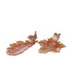 Assiette feuille décorative avec oiseau - J-LINE