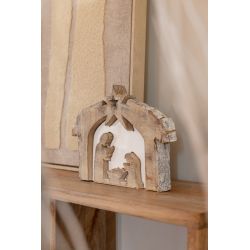 CRÈCHE BOIS DE MANGUIER NATUREL/BLANC S - J-LINE