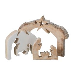 CRÈCHE BOIS DE MANGUIER NATUREL/BLANC L - J-LINE