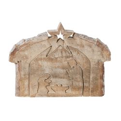 CRÈCHE BOIS DE MANGUIER NATUREL/BLANC L - J-LINE