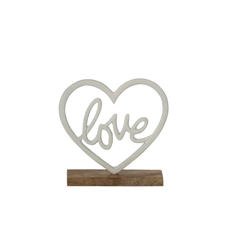 COEUR ALUMINIUM LOVE SUR BASE BLANC/NATUREL S  - J-LINE