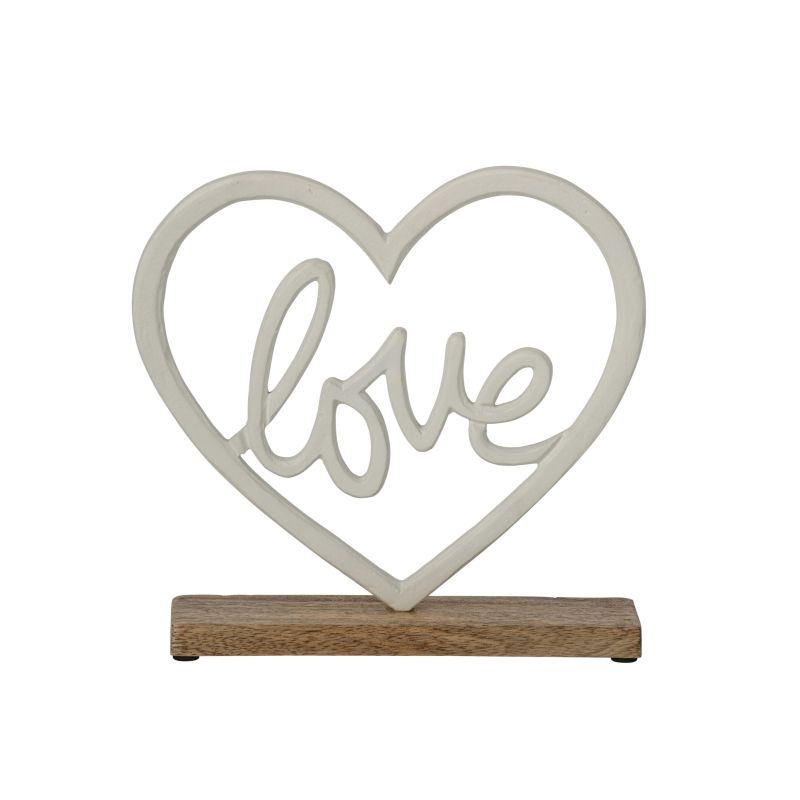 COEUR ALUMINIUM LOVE SUR BASE BLANC/NATUREL L  - J-LINE