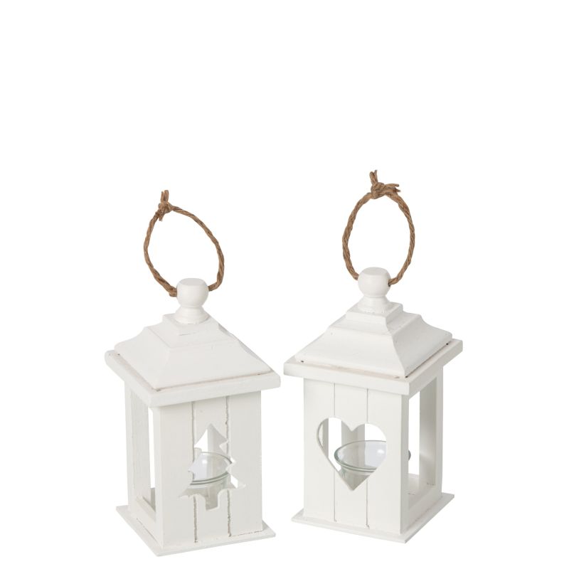 LANTERNE SAPIN BLANC  11X11X21CM - J-LINE