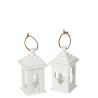 LANTERNE SAPIN BLANC  11X11X21CM - J-LINE