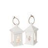 LANTERNE SAPIN BLANC  11X11X21CM - J-LINE