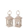 LANTERNE SAPIN BEIGE 11X11X21CM - J-LINE