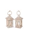 LANTERNE SAPIN BEIGE 11X11X21CM - J-LINE