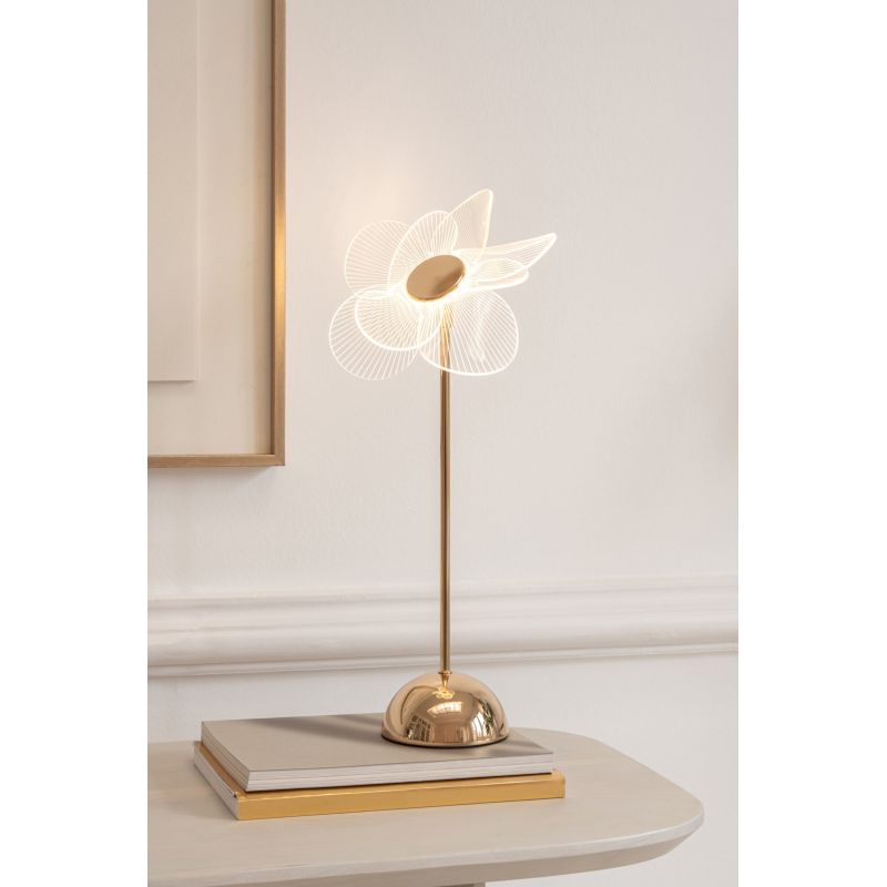 LAMPE FLEUR MATEL DORÉE M 23X23X50CM - J-LINE