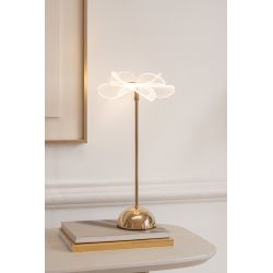 LAMPE FLEUR MATEL DORÉE M 23X23X50CM - J-LINE