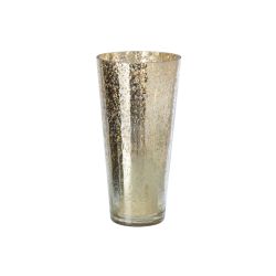 PHOTOPHORE EN VERRE ARGENT/DORÉ L 15X15X30CM - J-LINE