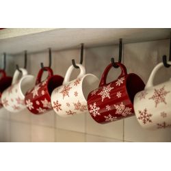SET DE 2 MUGS FLOQUÉS NEIGE BLANC ET ROUGE - J-LINE