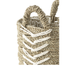 PANIER CHEVRON EN RAPHIA Blanc & Naturel M - J-LINE