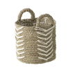 PANIER CHEVRON EN RAPHIA Blanc & Naturel M - J-LINE