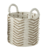 PANIER CHEVRON EN RAPHIA BLANC & NATUREL L - J-LINE