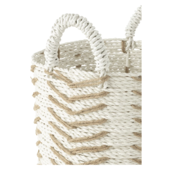 PANIER CHEVRON EN RAPHIA BLANC & NATUREL L - J-LINE