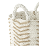 PANIER CHEVRON EN RAPHIA BLANC & NATUREL L - J-LINE