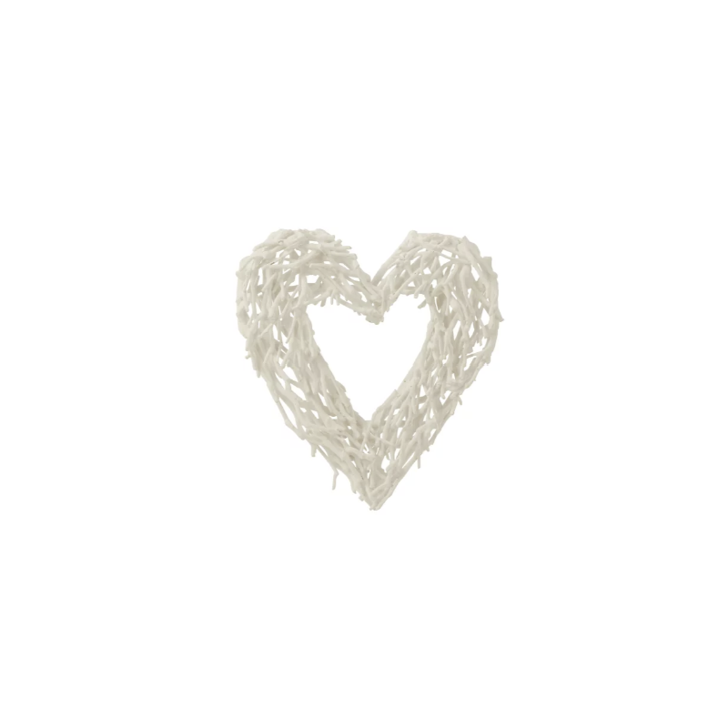 DECORATION MURALE COEUR EN BRANCHES D' ARBRE BLANC - J-LINE