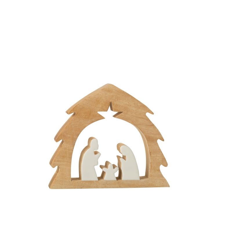 CRÈCHE DANS ARBRE BOIS DE MANGUIER BLANC/NATUREL M - J-LINE