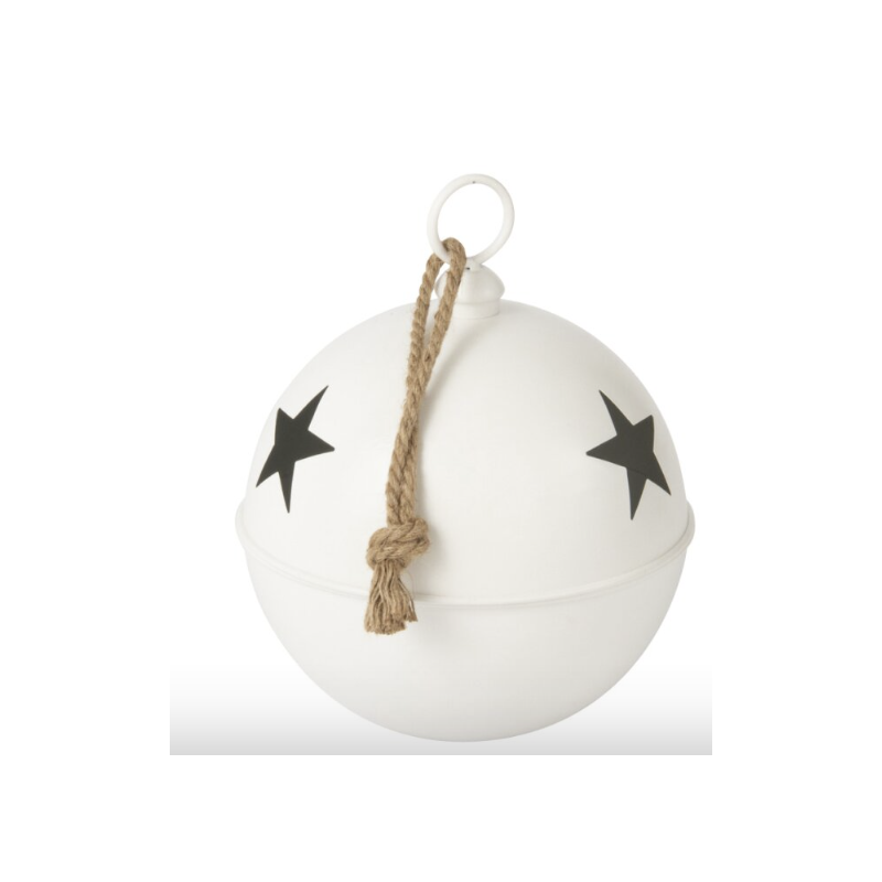 BOULE GRELOT DE NOEL EN FER BLANC MAT M  - J-LINE