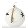 BOULE GRELOT DE NOEL EN FER BLANC MAT M  - J-LINE